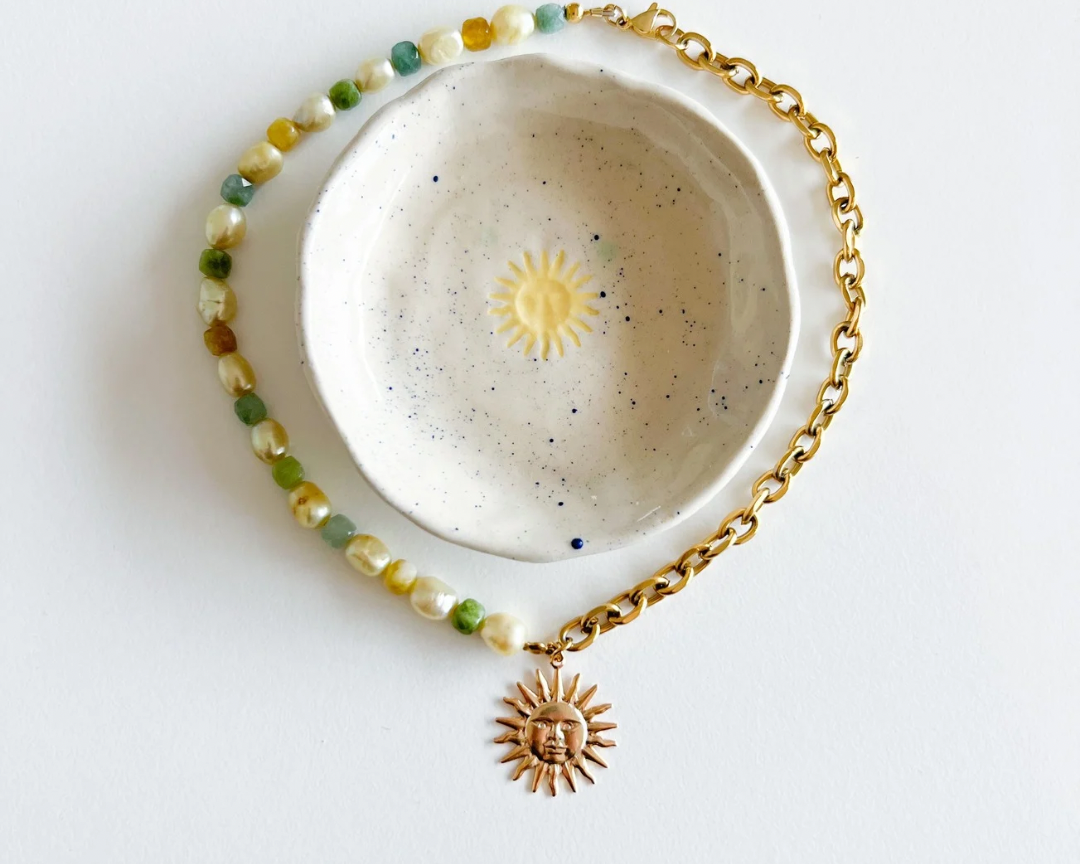 Collier fait main en pierres naturelles et acier inoxydable Tapioca Bijoux