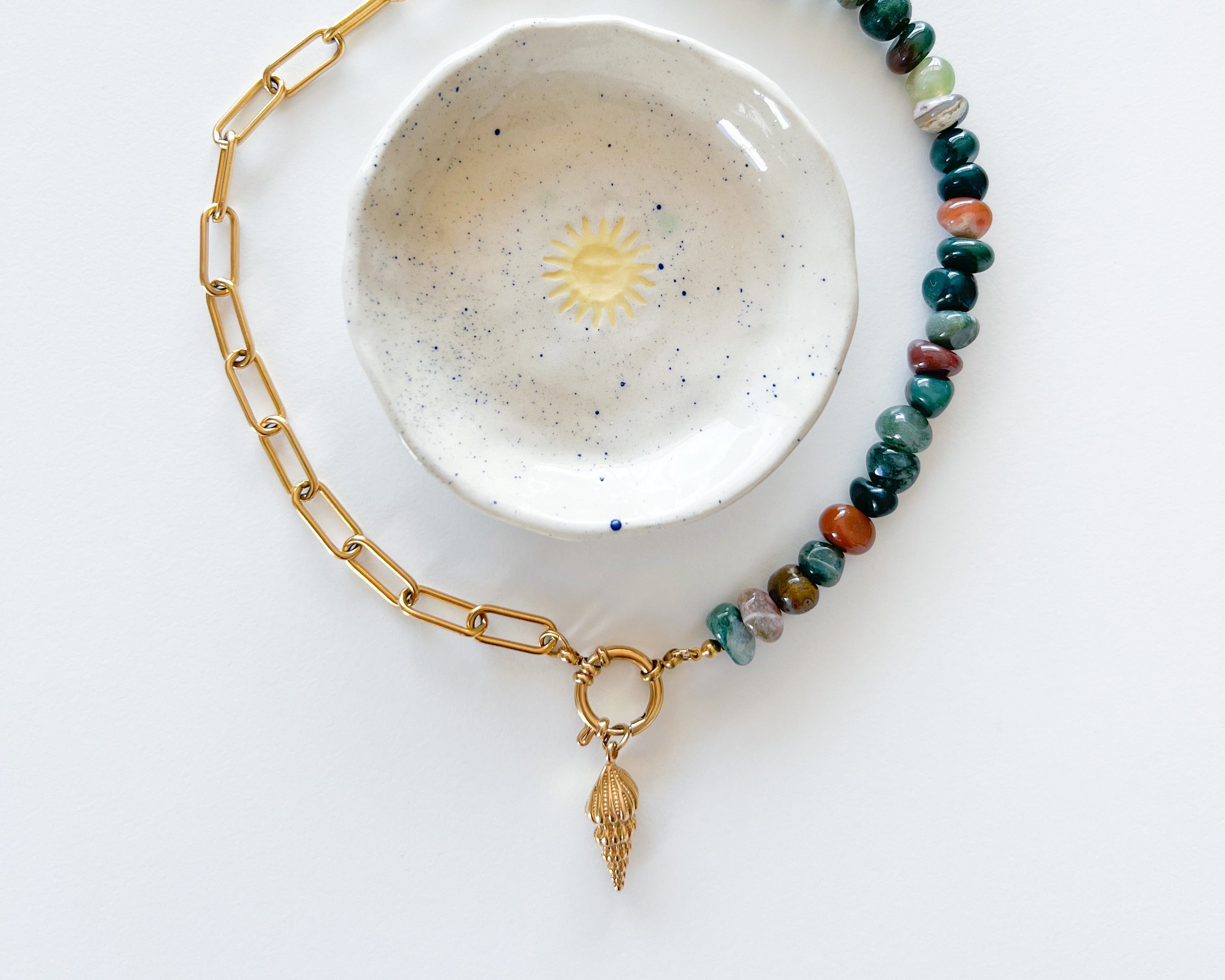 Collier fait main en pierres naturelles et acier inoxydable Tapioca Bijoux 
