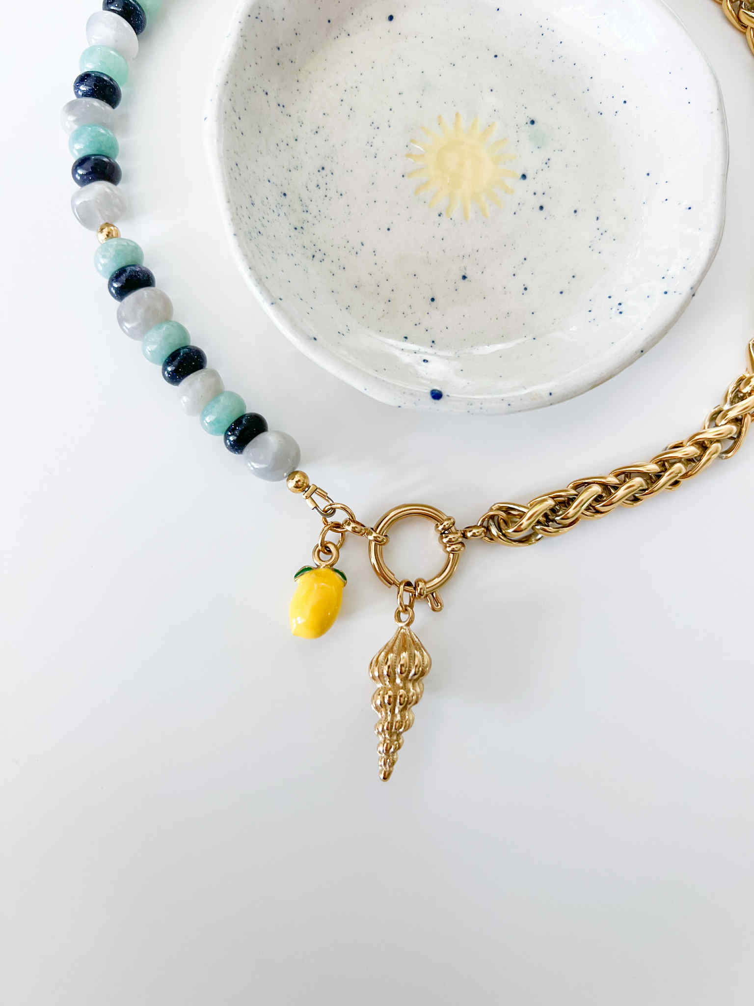 Collier fait main en pierres naturelles et acier inoxydable Tapioca Bijoux 