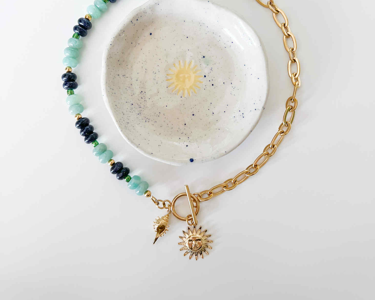 Collier fait main en pierres naturelles et acier inoxydable Tapioca Bijoux 